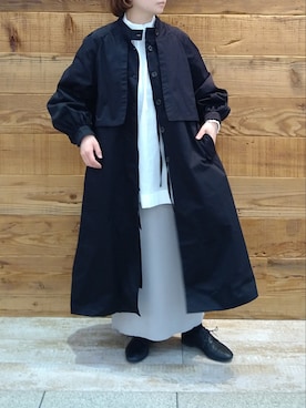 「春コート」｜「アイテム（ノーカラーコート）」を使った、tomoさん（レディース・152cm）の冬コーディネート