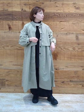 「PUAL CE CIN（ピュアルセシン）のアイテム（ノーカラーコート）」を使った、tomoさん（レディース・152cm）の冬コーディネート