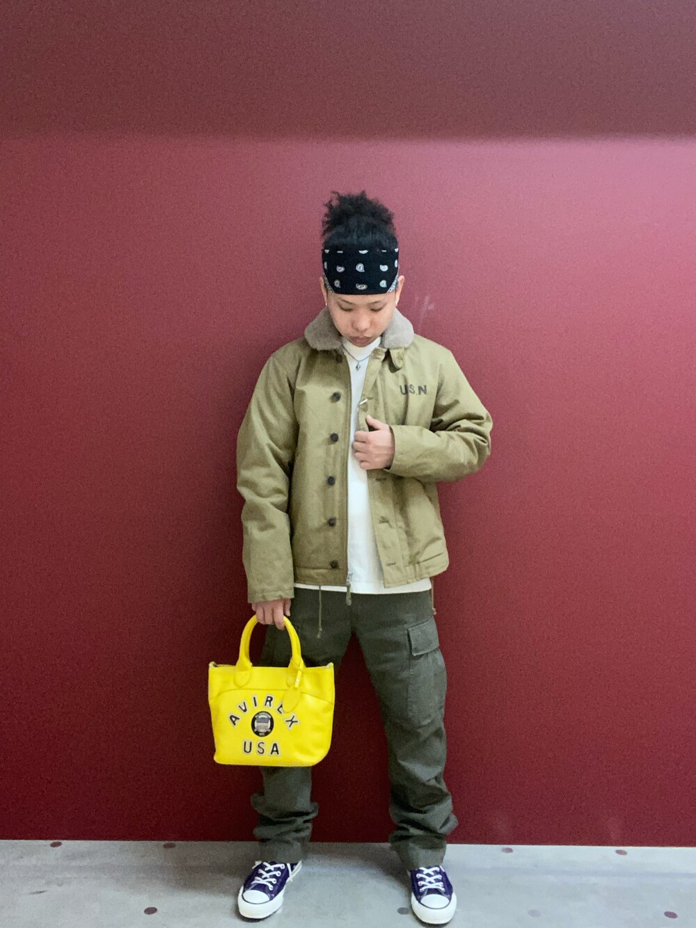 「カジュアルコーデ、メンズコーデ、おしゃれさんと繋がりたい、秋コーデ、冬コーデ、春、AVIREX、ootd、ファッションの力を信じよう、大人コーデ」｜「AVIREXのN-1 PLANE / N-1 プレーン / AVIREX / アヴィレックス（ミリタリージャケット、グリーン系）」を使った、kaiさん（メンズ・165cm）の冬コーディネートの1枚目の写真
