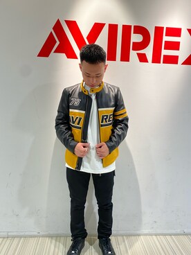 「AVIREX（アヴィレックス）のアイテム（ライダースジャケット）」を使った、kaiさん（メンズ・165cm）の夏コーディネート