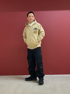 「AVIREX（アヴィレックス）のアイテム（ブーツ）」を使った、kaiさん（メンズ・165cm）の冬コーディネート
