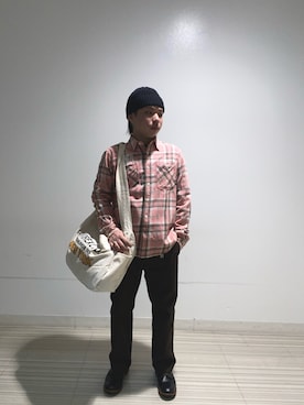 「AVIREX（アヴィレックス）のアイテム（帽子）」を使った、kaiさん（メンズ・165cm）の冬コーディネート