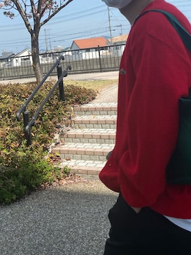 「花見」｜「アイテム（スラックス）」を使った、®️さん（メンズ・178cm）の春コーディネート
