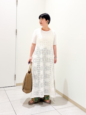 「SMELLY（スメリー）のSMELLY so’　carnelian necklace（ネックレス、レッド系）」を使った、hara_styleさん（レディース・156cm）の夏コーディネート