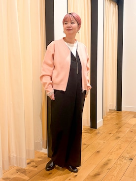 「URBAN RESEARCH DOORS（アーバンリサーチドアーズ）の『UR TECH Renew Knit』VネックZIPカーディガン（カーディガン/ボレロ、ピンク系）」を使った、hara_styleさん（レディース・156cm）の春コーディネート