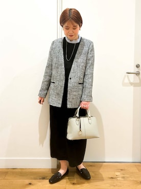 「URBAN RESEARCH DOORS（アーバンリサーチドアーズ）のピンタックフリルスタンドカラーブラウス（シャツ/ブラウス）」を使った、hara_chanさん（レディース・156cm）の冬コーディネート