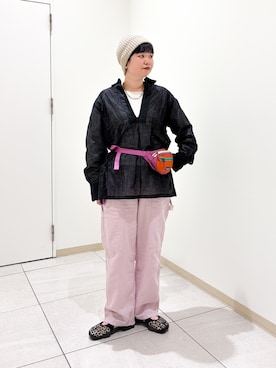 「FORK&SPOON（フォークアンドスプーン）のFORK&SPOON　シアースキッパーシャツ（シャツ/ブラウス、ブラック系）」を使った、hara_styleさん（レディース・156cm）の春コーディネート