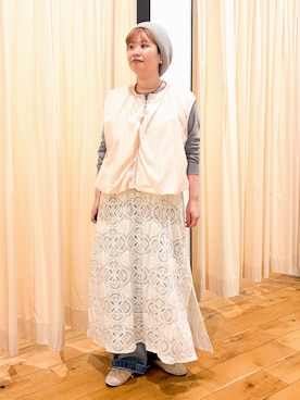 「SMELLY（スメリー）のSMELLY so’　carnelian necklace（ネックレス、レッド系）」を使った、hara_styleさん（レディース・156cm）の春コーディネート