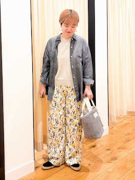 「URBAN RESEARCH DOORS（アーバンリサーチドアーズ）のウォッシャブルブライトプルオーバー（Tシャツ/カットソー、ベージュ系）」を使った、hara_styleさん（レディース・156cm）の春コーディネート