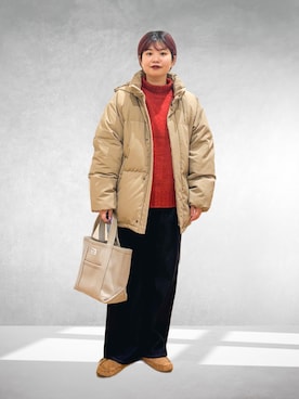 「アイテム（スリッポン）」を使った、hara_chanさん（レディース・156cm）の冬コーディネート