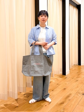 「FORK&SPOON（フォークアンドスプーン）のFORK&SPOON　ヘムレースダメージTシャツ（Tシャツ/カットソー、グレー系）」を使った、hara_styleさん（レディース・156cm）の春コーディネート