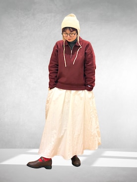 「アイテム（ローファー）」を使った、hara_chanさん（レディース・156cm）の冬コーディネート