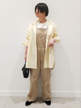 「黄色」｜「アイテム（オールインワン・サロペット）」を使った、hara_chanさん（レディース・156cm）の冬コーディネート
