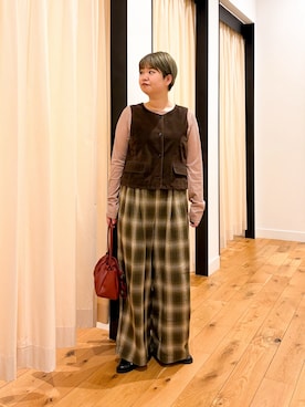 「URBAN RESEARCH DOORS（アーバンリサーチドアーズ）のシアーベロアプルオーバー（Tシャツ/カットソー、ピンク系）」を使った、hara_styleさん（レディース・156cm）の秋コーディネート