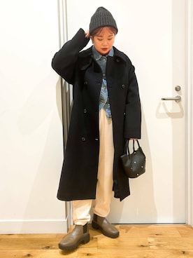 「寒い」｜「アイテム（デニムジャケット）」を使った、hara_chanさん（レディース・156cm）の冬コーディネート