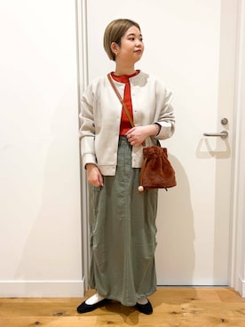 「URBAN RESEARCH Sonny Label（アーバンリサーチサニーレーベル）のストレッチメルトンカーディガン（カーディガン/ボレロ）」を使った、hara_chanさん（レディース・156cm）の秋コーディネート