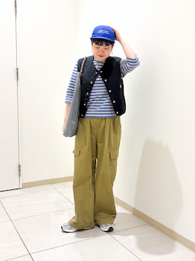 「URBAN RESEARCH DOORS（アーバンリサーチドアーズ）のORCIVAL　SHORT LENGTH BOAT NECK PULLOVER（Tシャツ/カットソー、ブルー系）」を使った、hara_styleさん（レディース・156cm）の春コーディネート