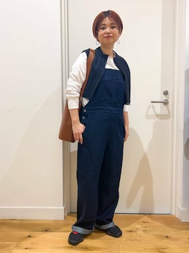 「アイテム（サロペット/オーバーオール、ブルー系）」を使った、hara_chanさん（レディース・156cm）の夏コーディネート