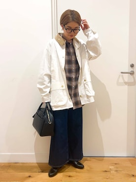 「Barbour（バブアー）の『別注』Barbour　BEDALE（その他アウター）」を使った、hara_chanさん（レディース・156cm）の秋コーディネート