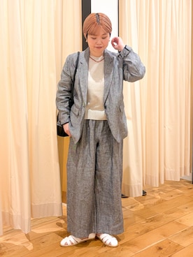 「SMELLY（スメリー）のSMELLY so’　carnelian necklace（ネックレス、レッド系）」を使った、hara_styleさん（レディース・156cm）の春コーディネート