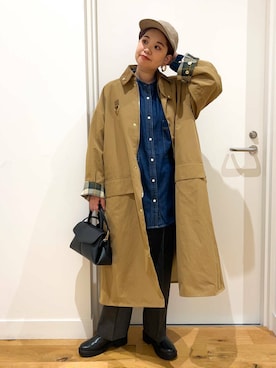 「アイテム（ステンカラーコート）」を使った、hara_chanさん（レディース・156cm）の秋コーディネート