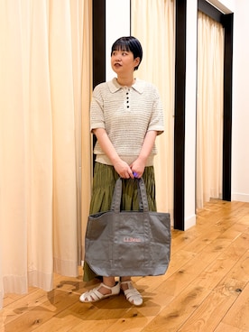 「URBAN RESEARCH DOORS（アーバンリサーチドアーズ）の『別注』L.L.Bean×DOORS　GROCERY TOTE（トートバッグ、グレー系）」を使った、hara_styleさん（レディース・156cm）の春コーディネート