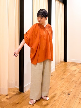 「URBAN RESEARCH DOORS（アーバンリサーチドアーズ）の針抜きテレコスクエアタンクトップ（タンクトップ、ベージュ系）」を使った、hara_styleさん（レディース・156cm）の夏コーディネート