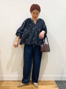 「URBAN RESEARCH DOORS（アーバンリサーチドアーズ）のラメ刺繍ブラウス（シャツ/ブラウス）」を使った、hara_chanさん（レディース・156cm）の夏コーディネート