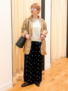 「SMELLY（スメリー）のステンレスニュアンスラインリング（リング、ゴールド系）」を使った、hara_styleさん（レディース・156cm）の春コーディネート