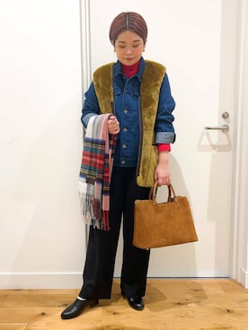 「アイテム（その他アウター、ブラウン系）」を使った、hara_chanさん（レディース・156cm）の秋コーディネート