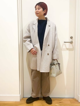 「URBAN RESEARCH DOORS（アーバンリサーチドアーズ）のウールリバーテーラードコート（その他アウター）」を使った、hara_chanさん（レディース・156cm）の冬コーディネート