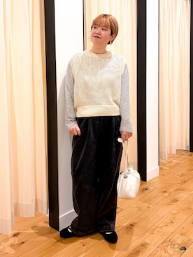 「URBAN RESEARCH DOORS（アーバンリサーチドアーズ）のFORK&SPOON　ペーパーメッシュニットベスト（ベスト、ホワイト系）」を使った、hara_styleさん（レディース・156cm）の春コーディネート