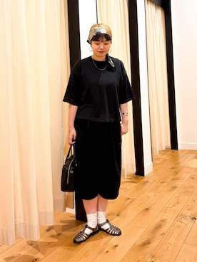 「SMELLY（スメリー）のニュアンスメタルワイドバングル（ブレスレット、シルバー系）」を使った、hara_styleさん（レディース・156cm）の夏コーディネート