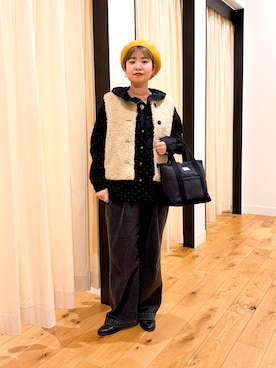 「SMELLY（スメリー）のサージカルステンレスプレーンネックレス（ネックレス、ゴールド系）」を使った、hara_styleさん（レディース・156cm）の秋コーディネート