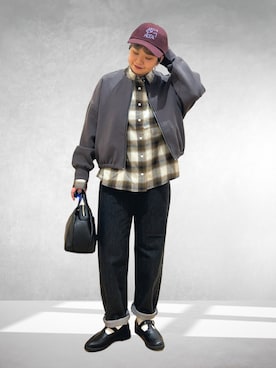 「アイテム（帽子）」を使った、hara_chanさん（レディース・156cm）の秋コーディネート