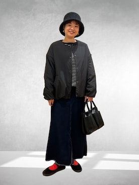 「アイテム（デニムスカート）」を使った、hara_chanさん（レディース・156cm）の秋コーディネート