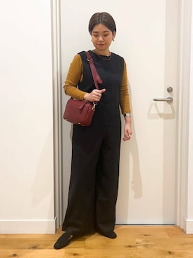 「アイテム（サロペット/オーバーオール、グレー系）」を使った、hara_chanさん（レディース・156cm）の秋コーディネート