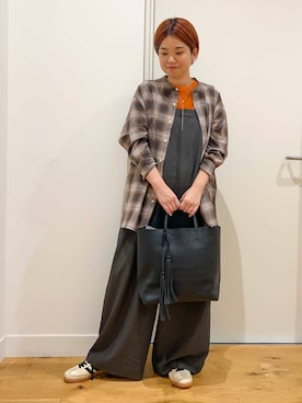 「アイテム（サロペット/オーバーオール、グレー系）」を使った、hara_chanさん（レディース・156cm）の夏コーディネート