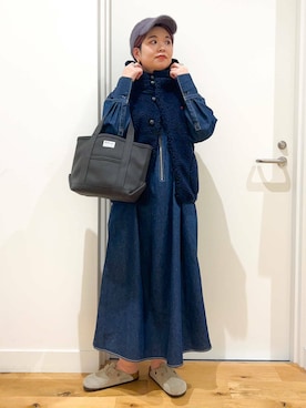 「GYMPHLEX（ジムフレックス）のGYMPHLEX　BOA HOODED VEST（その他アウター）」を使った、hara_chanさん（レディース・156cm）の秋コーディネート