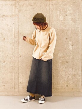 「シアタープロダクツ(THEATRE PRODUCTS)」｜「アイテム（キャップ）」を使った、ayacaさん（レディース・156cm）の冬コーディネート
