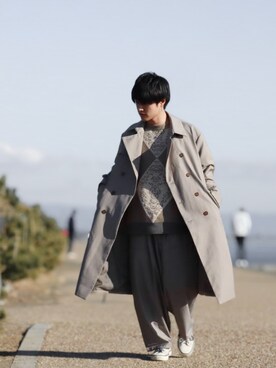 「CASPER JOHN（キャスパージョン）のアイテム（トレンチコート）」を使った、とも［田舎者の日常］さん（メンズ・169cm）の冬コーディネート
