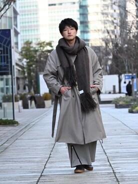 「CASPER JOHN（キャスパージョン）のアイテム（トレンチコート）」を使った、とも［田舎者の日常］さん（メンズ・169cm）の冬コーディネート