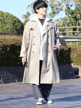 「CASPER JOHN（キャスパージョン）のアイテム（トレンチコート）」を使った、とも［田舎者の日常］さん（メンズ・169cm）の冬コーディネート