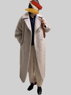 「カラーソックス」｜「アイテム（その他アウター）」を使った、uさん（レディース・162cm）の冬コーディネート