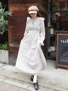 「アイテム（キャスケット）」を使った、hinanoさん（レディース・163cm）の冬コーディネート