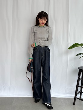 「アイテム（バレエシューズ）」を使った、hinanoさん（レディース・163cm）の秋コーディネート