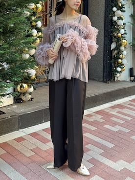 「アイテム（パンツドレス）」を使った、hinanoさん（レディース・163cm）の冬コーディネート