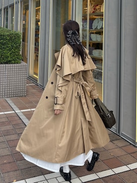 「アイテム（トレンチコート）」を使った、hinanoさん（レディース・163cm）の秋コーディネート