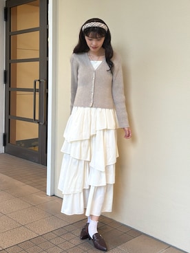 「アイテム（カチューシャ）」を使った、hinanoさん（レディース・163cm）の秋コーディネート