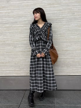 「チェックワンピース」｜hinanoさん（レディース・163cm）の秋コーディネート